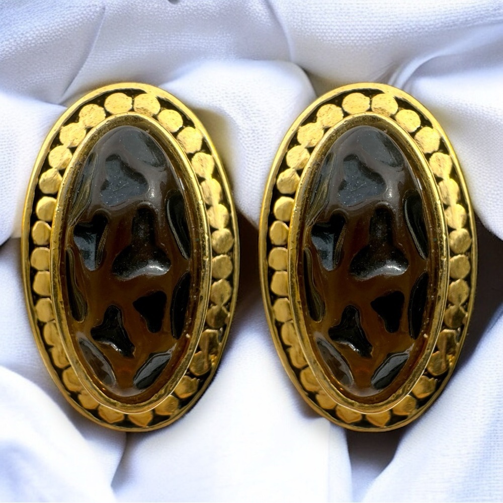 Vintage 1980s Leopard Print Earrings